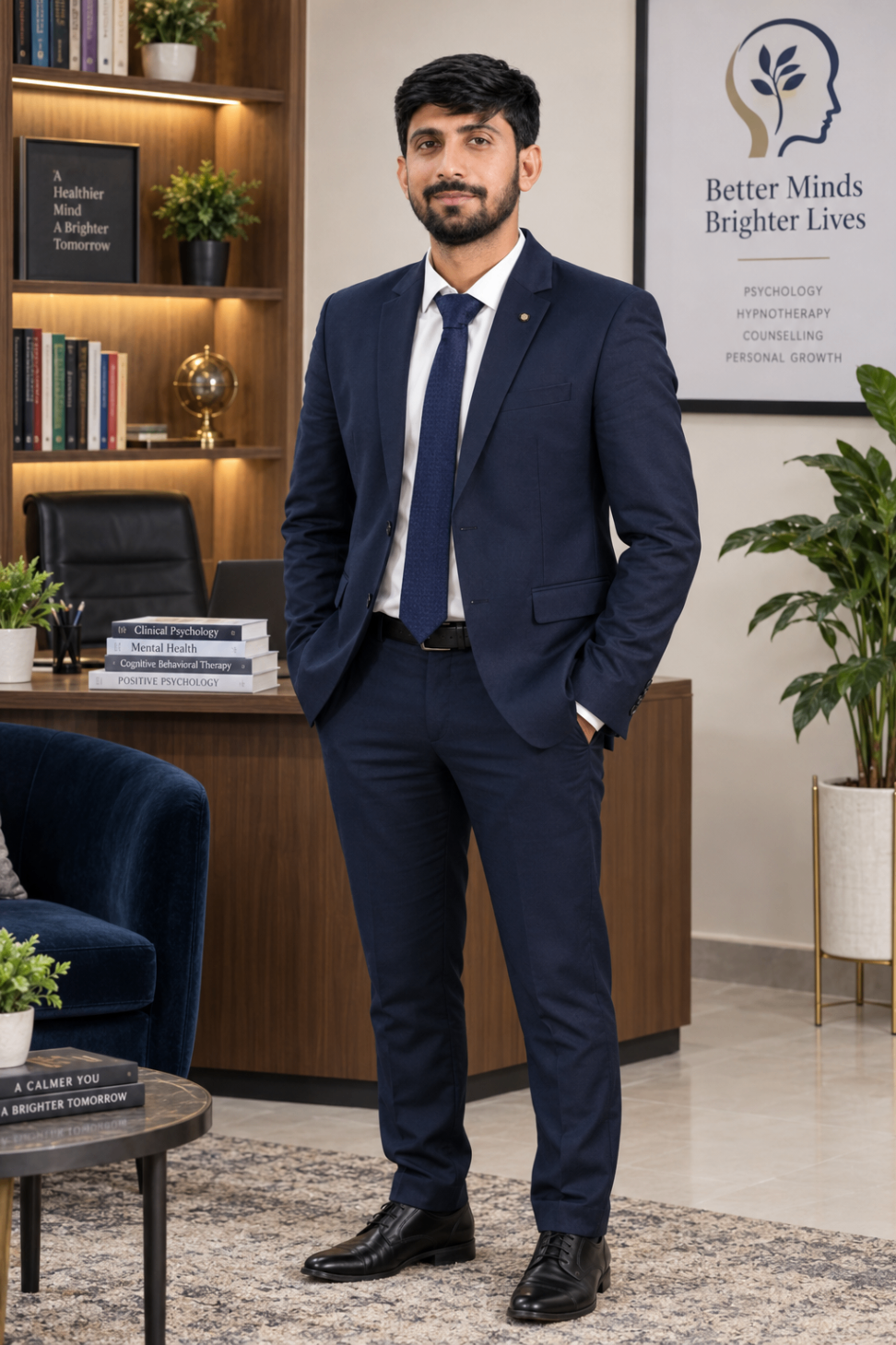 Tayyab Murtaza, Clinical Psychologist and Hypnotherapist, in his consultation room in Lahore
